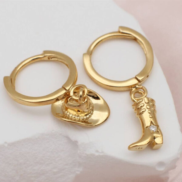 oly-41da3020a23239ea7ab664ad2bd42818 Wholesale Copper Electroplated Cowboy Earring Set With Zircon Western Boot And Hat Design Fashion Accessory For Party Boutique Resale