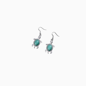 Turquoise turtle earrings-green