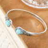 oly-4277cb722604578c10d8d7b5d2be2438 Wholesale Silver Tone Vintage Boho Turquoise Open Cuff Bracelet Stylish Jewelry Accessory For Everyday Wear And Gifting