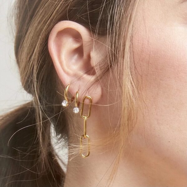 Wholesale Retro Geometric Stainless Steel Zircon Pendant Earrings Fashion Accessory Boutique Resale