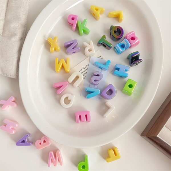 Wholesale UV Plated Acrylic Letter Beads Mixed Colors for DIY Phone Charm Bag Pendant Craft Supply