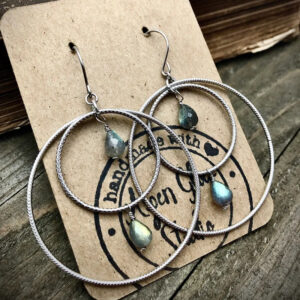 Wholesale Zinc Alloy Electroplated Bohemian Geometric Circle Gemstone Pendant Earrings Trendy Ethnic Style Jewelry For Party Gift