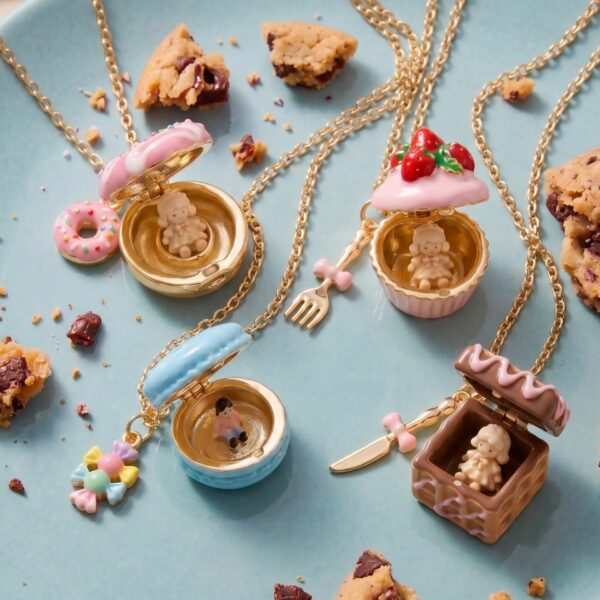 Wholesale Sweet Dessert Photo Locket Necklace Donut Macaron Pendant Trendy Jewelry Gift For Party Boutique Resale