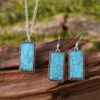 Wholesale Bohemian Geometric Turquoise Pendant Earring And Necklace Set Zinc Alloy Jewelry For Boutique Resale And Party Wear