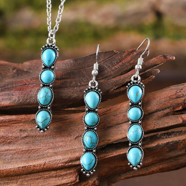Wholesale Zinc Alloy Electroplated Bohemian Turquoise Drop Earrings Retro Chic Geometric Jewelry Gift