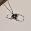 oly-451877c380be3af8473b3ee54f315ada Wholesale Gothic Dark Style Winged Heart Cross Necklace Gun Black Zinc Alloy Fashion Accessory
