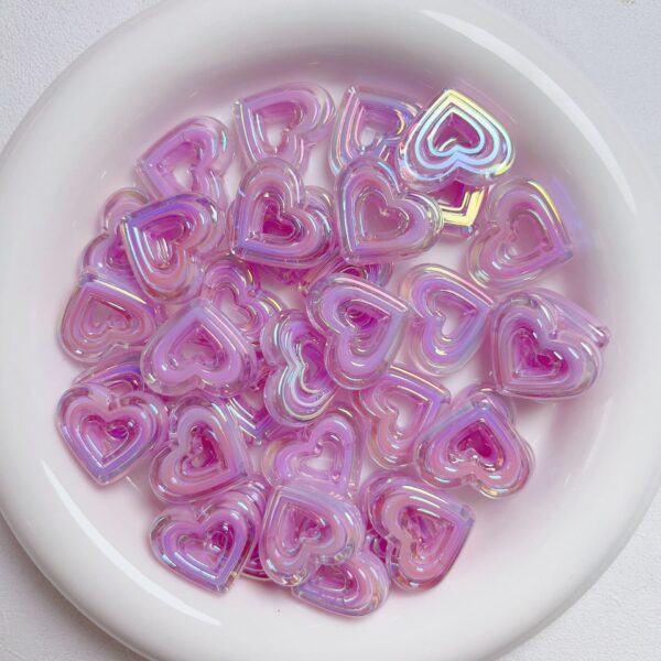 oly-452968ef887a1e5377758f77c70a22ed Wholesale Two-Tone Acrylic Hollow Heart Beads DIY Jewelry Accessory for Earrings, Phone Strap, Bag Chain – Boutique Resale