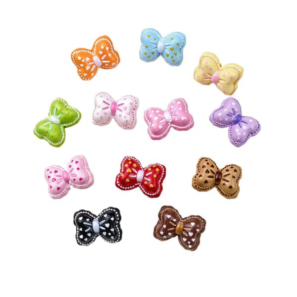 Wholesale Acrylic Heart Polka Dot Bow Loose Beads DIY Keychain Phone Charm Accessory Light Yellow