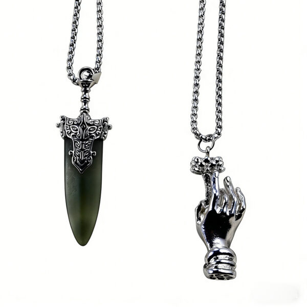oly-45827a0163e3bdf3970aed0890cd25a8 Wholesale Retro Sword Pendant Necklace Zinc Alloy Buddha Hand Ethnic Design Fashion Jewelry Accessory For Boutique Resale