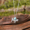 oly-45b058adb16f4b26ac1b23ffd93c12bc Wholesale Retro Ethnic 3D Cow Pendant Necklace Turquoise Inlay Ancient Silver Finish Fashion Jewelry Accessory Gift