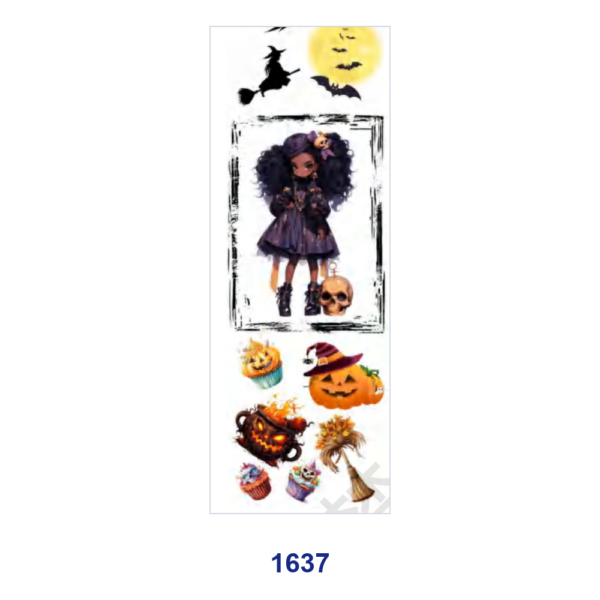 oly-46189a642a530d3bc60831fe66a5351f Wholesale 2/8/16pcs Halloween Dark Girl Pumpkin Witch Print Pen and Bookmark Stickers UV DTF Wraps