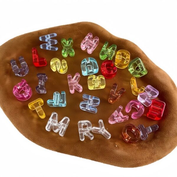 oly-464c69019ade1f4b7f0a2a7154244186 Wholesale Acrylic Colorful Transparent Alphabet Beads Large Hole DIY Craft Supply Bag Charm Accessory Gift and Boutique Resale