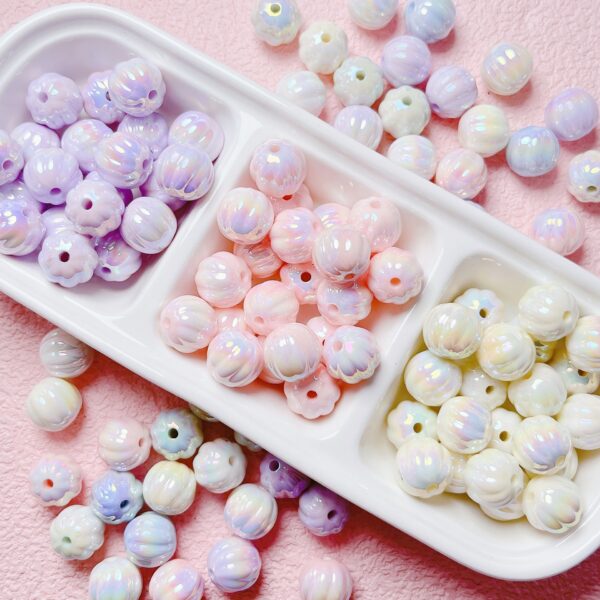 Wholesale Trendy Electroplated Acrylic Pumpkin Beads for DIY Necklace, Bracelet, and Phone Strap Making - Fashion Accessory