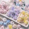 oly-46da304b6632845f8dfce808776efa28 Wholesale Trendy Hand Painted Macaron Acrylic Loose Beads 16mm for DIY Jewelry Bag Charm Phone Chain