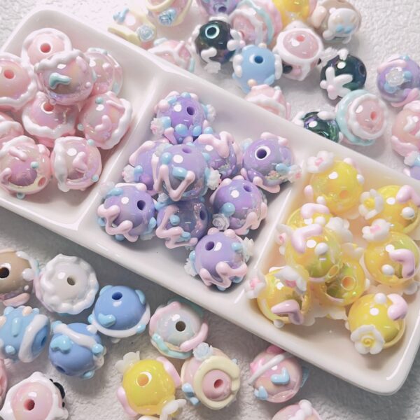 oly-46da304b6632845f8dfce808776efa28 Wholesale Trendy Hand Painted Macaron Acrylic Loose Beads 16mm for DIY Jewelry Bag Charm Phone Chain
