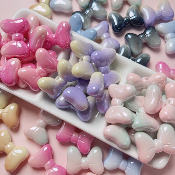 oly-46f765d9ba7869e1a8410552e59ac36f Wholesale Acrylic Electroplated Two-Tone Gradient Bow Loose Beads for DIY Phone Charm Keychain Making, Fashion Accessory Gift