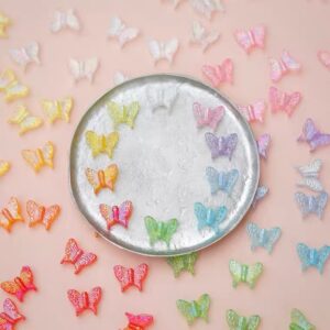 Wholesale Butterfly Acrylic Loose Beads - Yellow Electroplated DIY Necklace Making Jewelry Accessory for Boutique Resale
