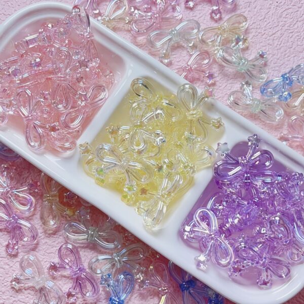 oly-4730fad26a0e53f8f8121211d5b0bf89 Wholesale Stylish Star and Bow Acrylic Loose Beads, Purple UV Plated, DIY Phone Charm Keychain Jewelry Accessory, Boutique Resale