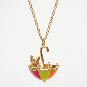 Cat-shaped colorful umbrella necklace