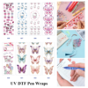 Wholesale 2/8/16pcs Cute Cartoon Cat Lock Heart & Colorful Butterfly Print Pen and Bookmark Stickers UV DTF Wraps OLY Exclusive