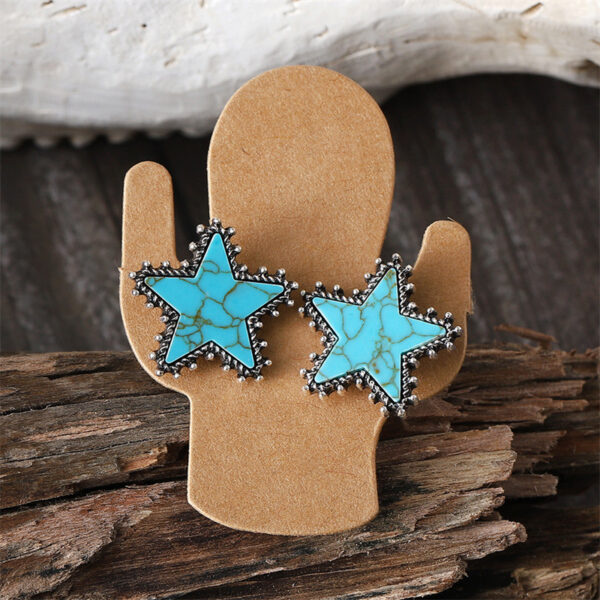 oly-47e8af54943cc6f641bafa4e791ba655 Wholesale Trendy Western Turquoise Star Earrings Necklace Set Vintage Electroplated Zinc Alloy Jewelry For Party Boutique Resale