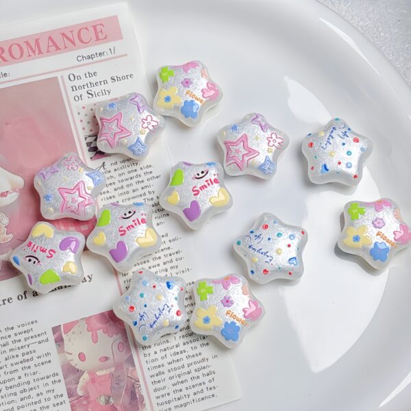 Wholesale Acrylic Double-Sided Relief Charms DIY Phone Chain Beads with Star Heart Design Fashion Accessory for Jewelry Making