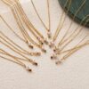 Wholesale Trendy Titanium Steel 12 Birthstone Zircon Pendant Necklace Geometric Monthly Stone Jewelry For Women Fashion Accessory For Resale