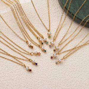 oly-48395d5653aad659c3722aa064dbc02b Wholesale Trendy Titanium Steel 12 Birthstone Zircon Pendant Necklace Geometric Monthly Stone Jewelry For Women Fashion Accessory For Resale