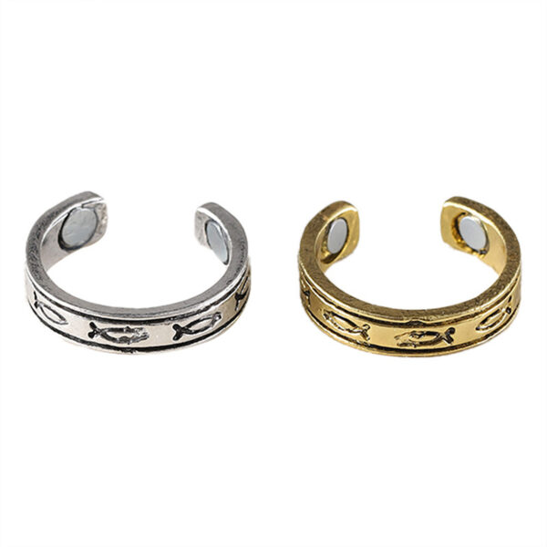 oly-4887f1322ee10a73f628ab53af1c5dba Wholesale Retro Fish Pattern Gold Tone Magnetic Ring Fashion Jewelry Accessory For Gift And Boutique Resale