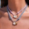 oly-4889119818c007bb9c58ef1bdeb63edf Wholesale Trendy Cat Pendant Necklace Geometric Zircon Design With Purple Rope Stainless Steel Electroplated Stainless Steel Jewelry Accessory For Gift And Boutique