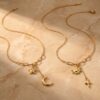 Wholesale Trendy Star Moon Celestial Necklace Tone Stainless Steel Electroplated Fashion Jewelry Accessory For Boutique Resale