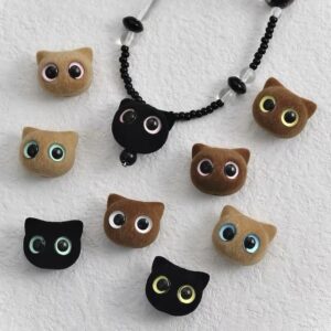 oly-48aa6e95aa5ecf3b89a0d2b585dc5de3 Wholesale Acrylic Flocked Owl Beads Black Blue Eyes DIY Jewelry Making Phone Chain Charms Trendy Fashion Accessory