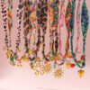 Wholesale Trendy Heart Sun Colorful Ribbon Pendant Necklace Stainless Steel Electroplated Chain Everyday Gift Jewelry Accessory