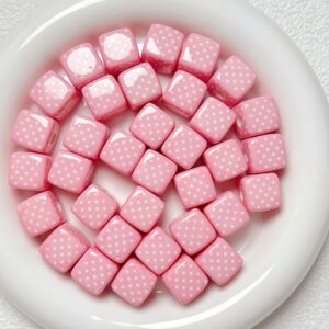 10-pink polka dots / Size is about 14mm, hole diameter is about 4mm