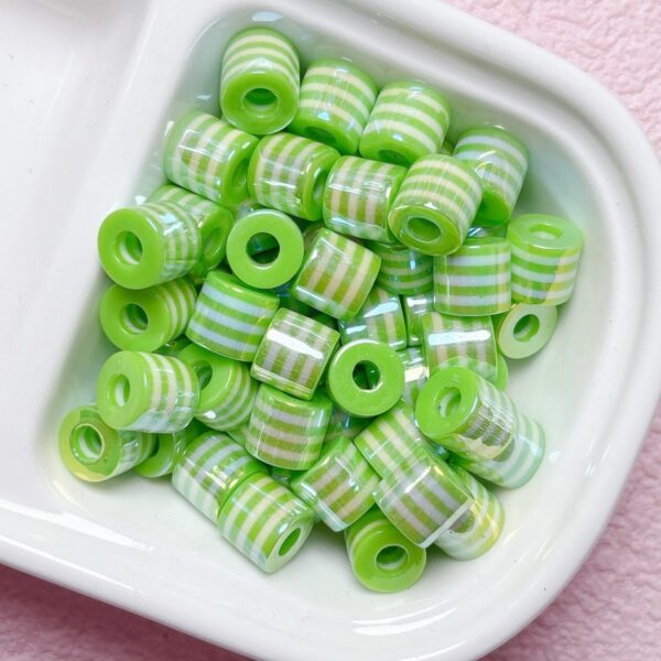 Wholesale Rainbow Stripe Cylindrical Resin Barrel Beads Electroplated Plastic Loose Beads for DIY Bracelet Jewelry Making Craft and Gift Accessory