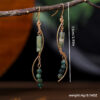 Wholesale Vintage Palace Green Gemstone Tassel Drop Earrings For Women Fashion Jewelry Accessory Boutique Resale Gift