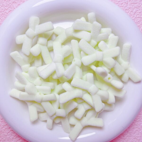 oly-492dc7ca8edbee84e0d92741fc1065bc Wholesale Flocked Acrylic Bow Tie Beads Cream Yellow - DIY Loose Beads for Jewelry Making, Phone Charm, Party Gift Accessories