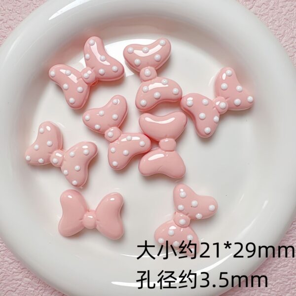 Wholesale Stylish Acrylic Polka Dot Bow Beads in Light Pink for DIY Phone Charm and Jewelry Making