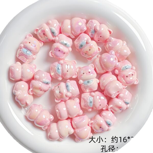 Wholesale Trendy 3D Cartoon Bear Resin Loose Beads UV Plated for DIY Phone Charm Keychain Jewelry Accessory