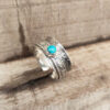 Wholesale Antique Finish Silver Tone Alloy Bohemian Vintage Embossed Turquoise Ring For Men And Women
