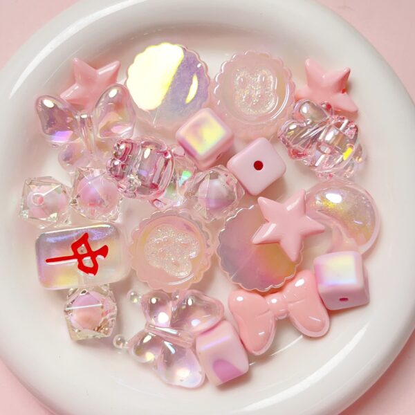 Wholesale Electroplated Acrylic Loose Beads White Mixed Style for DIY Phone Strap Keychain Fashion Accessory Craft Supply