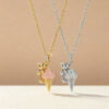 Wholesale Cute Bear Ice Cream Pendant Electroplating Copper Necklace Silver Two Tone Casual Fashion Jewelry Accessory