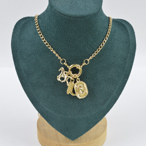 oly-49fc7a96bf61c07137f993ef5fb0ea80 Wholesale Trendy Western Cowboy Theme Necklace And Bracelet Set With Horse Boots Hat Pendants Zinc Alloy Jewelry For Gift And Everyday Wear
