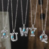 oly-4a0ad2d51b2448ab248648ec816d70fb Wholesale Zinc Alloy Electroplated Choker Necklace Vintage Turquoise 26 Letters Pendant Everyday Women S Jewelry Accessory