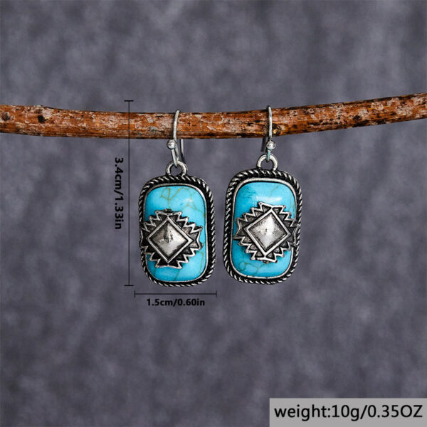 oly-4a2f66fb83be9080a2dacce928eb218a Wholesale Vintage Ethnic Turquoise Alloy Earrings With Electroplated Finish Party Wear Chic Jewelry Accessory