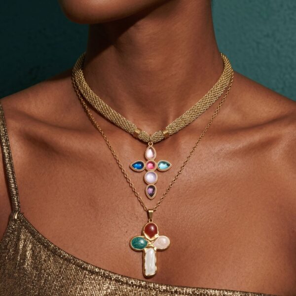 oly-4a7150e80678b6ab7cad3f0f94385bf6 Wholesale Vintage Irregular Geometric Heart Flower Cross Necklace Copper Pendant Chic Jewelry Gift