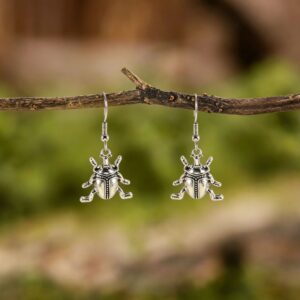 Beetle earrings - a pair in silver (FG1669-4)