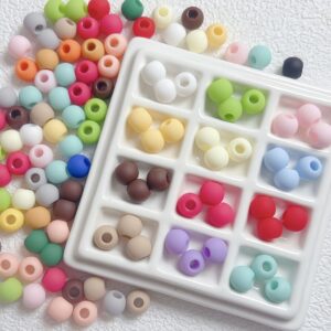 oly-4ad8affbe74fccf8c8f6bde9e97cea34 Wholesale Frosted Acrylic Macaron Large Hole Round Loose Beads for DIY Jewelry Making Fashion Accessory