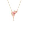 Wholesale Pearl Carnation January Birth Flower Necklace Copper Electroplated Heart Pendant Fashion Jewelry