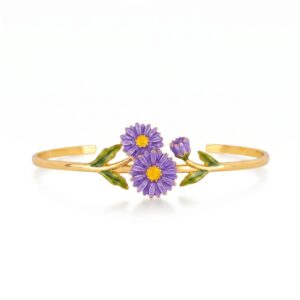 Purple daisy open bracelet